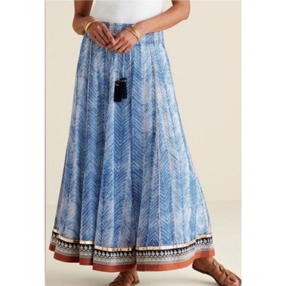Soft Surroundings Zagara Rhoda Maxi Skirt Blue Batik Smocked Waist Boho | 3XL - Picture 1 of 11